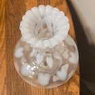 Fenton White Opalescent Heart Optic Vase Lamp Base