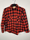 Vintage Melton Buffalo Plaid Wool Jacket Men s Large Red Button Up Made In Usa