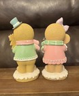 Gingerbread Couple Christmas Figurines Set Freestanding Multicolor Holiday