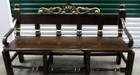 Antique Three Seat Ornate Carved Wooden Bench Black Gold Dolphins Shell Design 