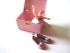 Vtg Gumball Charm Cracker Jack  Pink  1  Metal Ballet  Box Vending  Prize Toy