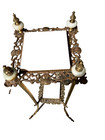 Vintage Victorian Style Plant Stand With Iron  Brass And Onyx Details