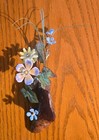 Vtg Bovano Of Cheshire Wall Art Pink Blue Yellow  Floral Copper Glass Enamel 3d 