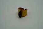 Vintage Gold Plate Mid Century Modern Amber Rhinestone Ring Size 5 Jb43