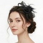 Yeabwps Fascinator Hat For Women Veil Feather Headwear Tea Party Wedding Retr   