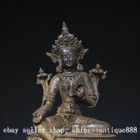 8 2  Old Tibet Tibetan Buddhism Temple Bronze Gilt Green Tara Buddha Statue