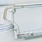 Vtg Vanity Mirrored Tray Silver Rope Handles Perfume 20x12    Hollywood Regency