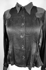 Vintage 1930 s-1940 s French Black Silk Crepe   Satin Blouse Medium Exc Cond