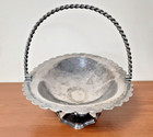 Vintage Victorian Oval Silver Plate Serving Basket With Handle Scalloped Edge