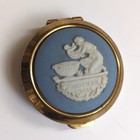 Vintage Stratton Wedgewood Jasperware Compact - Blue Mother Baby 1985