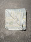 Vintage Carters Baby Tykes Receiving Blanket Toys Blue Yellow Gingham Flannel