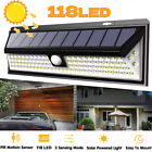 2x 118 Led Solar Power Wall Light Outdoor Pir Motion Sensor Garden Security Lamp