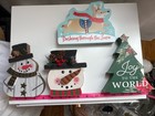 Set Of 4 Holiday Winter Christmas Wood Table Decor Snowmen Xmas   Reindeer