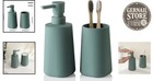 Modern Striped Green Soap Dispenser   Toothbrush Holder Set For Luxe Bathrooms