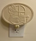     Vintage White Ceramic Cat Sleeping By Window Plugin Night Light Collectible 