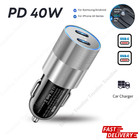 Dual Type C 40w Car Charger Pd Universal Vehicle 12v Usb C Charging Adapter Lot