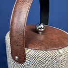Vtg Georges Briard Ice Bucket Retro Plaid Fabric Mid Century Modern Herringbone