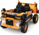 Two Seater 24v Power Electric Ride On Dump Truck W 4 Engine shovel remote Yellow