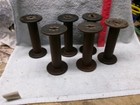    Lot Of Six  6  - Vintage Industrial Wooden Textile Spools Or Bobbins - Smith