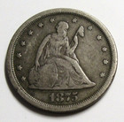 1875 S Twenty Cent Piece 20c Rare Silver Circulated Full Date   Mint Mark  63