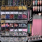 Pink Nail Art Kit With 4 Boxes - Rhinestones  Charms  Gems