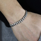 Men s Chain 7mm Stainless Steel Bracelet Silver Curb Cuban