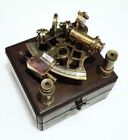Vintage Maritime Brass Nautical 5 Inches Sextant With Wooden Box Marine New Gift