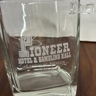 Rare Pioneer Hotel   Gambling Hall Ice Bucket Etched Glass Laughlin Nv Vintage
