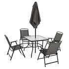 Patio Furniture Set With Umbrella Outdoor Table And Chairs Backyard Garden Gray