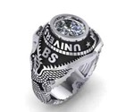 Full Personalized University High School Class Ring   Oval Birthstone For Adult