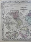 World Map Double Hemispheres Polar Projections World Rivers 1869 Decorative Map