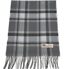 New 100  Cashmere Scarf Plaid Gray  silver Winter Warm Soft Wool Made In England