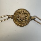 Ww1 Ww2 Us Navy Gold Tone Sweetheart Bracelet Anchor Onyx Women   s Vtg