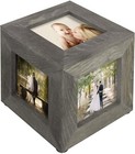 5 Inch Cubic Vintage Gray Wood Decorative Picture Frame Keepsake Storage Box