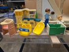 Vintage 1989 Little Tikes Large Blue Roof 2 Story Doll House W accessories  pics