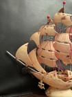 Vintage Shell Carved Tall Sailing Ship Model Rare Antique Figurine Boat Asian