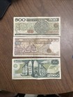 3 Old Mexican Bills Money Currency 500  1000   2000 Pesos Great Shape