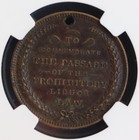 1855 New York Prohibition Token Ngc Au53     Rare Pre-civil War Brass Exonumia