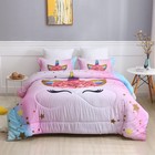 Kids Unicorn Bedding Set Twin Size  Pink Rainbow Comforter With 2 Pillowcases   