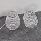 2 Vtg antique art Deco Clear Glass Bird Cage Feeder seed water Cup bowl Usa