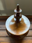 Vtg Rosario Woodturning Puerto Rico Spired Lidded Pedestal Jar Mahogany Box 8 