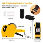 Mx-5500 8 Digits Price Tag Gun With 5000 White Sticker Labels And 3 Extra Ink   