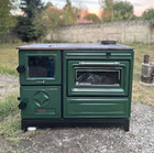 Green Enameled Wood Burning Stove With Oven  Wood Cook Stove