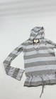 Abercrombie Hoodie Sweater Girls Large Gray White Stripe Knit V Neck Cotton