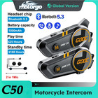 1 2x Music Interphone Bluetooth 5 3 Motorcycle Helmet Intercom Headset Waterproo
