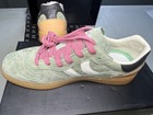 Coolway Goal Men   s Green Suede Low Top Lace-up Sneakers W  Pink Laces Gum