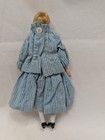 Antique 6 25  Bisque Dollhouse Doll Lady W bun Homemade Clothes German C1900