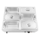 6-pan Steam Table Food Warmer Stainless Steel 1500w Electric 86-230f Adjustable