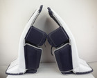 Bauer Custom Shadow Senior Goalie Leg Pads Size Med 34  Wht nvy slv  0926-4857 