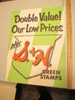 S h Green Stamp 1960s Store Display Sign Poster  1  20  Double Value